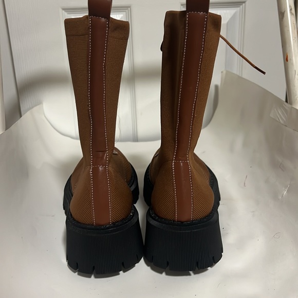 Ribbed Knit Ankle Combat Boots - Picture 6 of 8